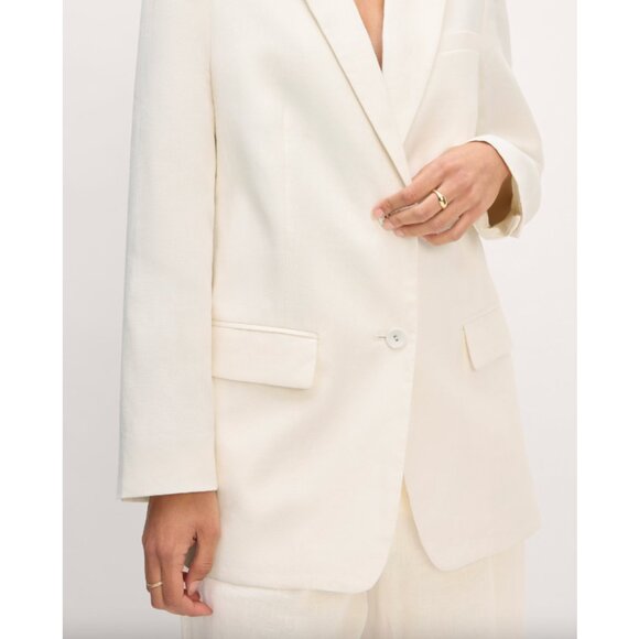 NEW Everlane The Oversized Linen Blazer Womens 16 Bone *Small Stain - Picture 2 of 13